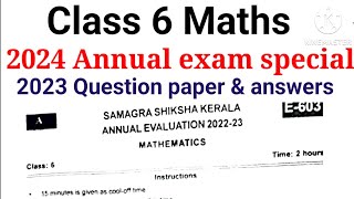 Class 6 maths Annual question paper and answer 2023class 6 maths annual exam important questions 24 [upl. by Alexi]