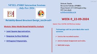 NPTELPMRFWEEK9ReliabilityBased Structural Designnoc24ce91MetaModel Based Reliability Analysis [upl. by Gniliem706]