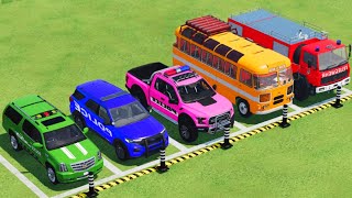 TRANSPORTING PIXAR CARS amp FRUITS WITH COLORED amp JOHN DEERE vs CLAAS vs TRACTORS  BeamNGdrive 983 [upl. by Anelis]