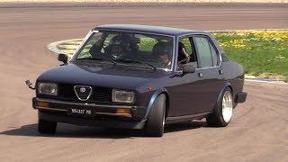 Alfa Romeo Alfetta 20 Twin Spark  Crazy drift track action amp on board [upl. by Eastlake130]