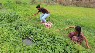 Sister and brother caught incredible fish from the canal 🐬 big fish caught in mud water Kachuripana [upl. by Verity]