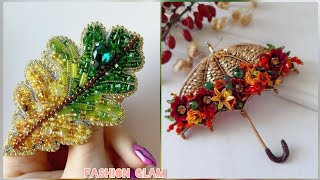 Different Types Of Beads Embroidered Brooches PatternsBeaded Brooches Pins [upl. by Oilime]