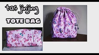 DIY how to make drawstring bagCARA MEMBUAT TAS JINJING DARI KAIN DENGAN MUDAH Rahmadhanifitri [upl. by Fontana788]