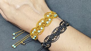 Pulseira Macrame com Design Wavy DiamondsTutorial Macrame Bracelet Easy ✨ [upl. by Isied]