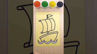 Sand painting Ship art sandart shorts kidscoloring [upl. by Arrek]