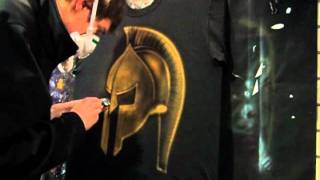 Airbrushing a Gold Spartan Helmet on Black [upl. by Nare]