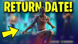 TRAVIS SCOTT SKIN RETURN DATE in FORTNITE ITEM SHOP Travis Scott Skin Returning in Fortnite 2024 [upl. by Julissa]