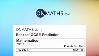 Nov 2021 Predicted Maths GCSE Paper 1 Edexcel Foundation Paper 1 Non Calculator Exam 1MA11F [upl. by Sacks266]