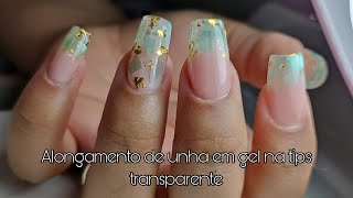 COMO FAZER ALONGAMENTO DE UNHA EM GEL NA TIPS TRANSPARENTE PASSO A PASSO FORMATO QUADRADO  Vólia [upl. by Isabeau]