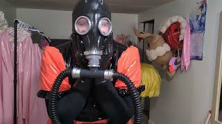 Halloween Colored PVC Dress Polishing My Gasmask while using it [upl. by Justinian]