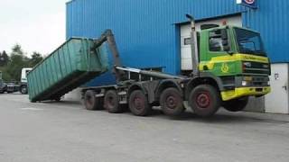 Hyvalift 40 Tons Hookloader on GINAF 10x4 lifting a heavy container [upl. by Geoff998]