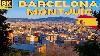 【8K】Barcelona Montjuïc  Walking Tour [upl. by Auhsot]