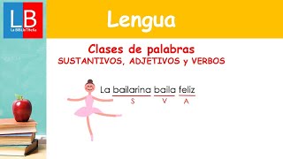 Clases de palabras SUSTANTIVOS VERBOS Y ADJETIVOS✔👩‍🏫 PRIMARIA [upl. by Enaled777]