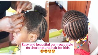 Easy and quick cornrows styles for kidstoddlers Natural hairstyles beautiful cornrows [upl. by Publias]