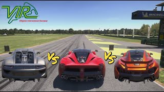 McLaren P1 vs Ferrari LaFerrari vs Porsche 918 Spyder  VIR Lap  Forza Motorsport [upl. by Carrillo153]