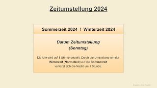 Zeitumstellung 2024  Sommerzeit 2024  Winterzeit 2024 [upl. by Mylan]