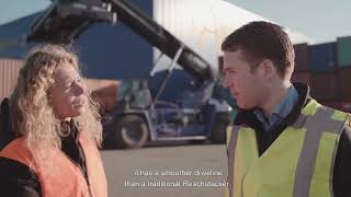 Kalmar Eco Reachstacker at work at Cabooter Group English Subtitles [upl. by Araet]