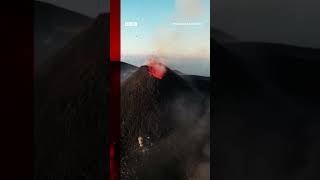 Mount Etna Europes most active volcano erupts into Sicilys night sky Volcano BBCNews [upl. by Perl]