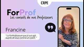 Présentation de Francine  Professeure chez ForProf [upl. by Dnar]