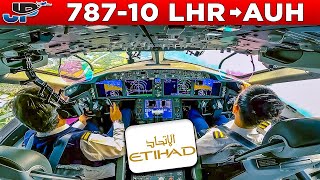 Etihad Boeing 78710 Cockpit London Heathrow🇬🇧 to Abu Dhabi🇦🇪 [upl. by Leffert]