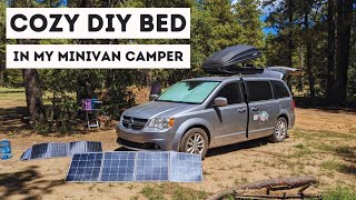 I Have the COZIEST Bed in My Minivan Camper  Tinkering on My DIY Bed Platform amp Shelf [upl. by Adnwahsal]