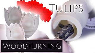 Woodturning  Wooden flowers tulip ❤️💕❤️ [upl. by Anzovin]