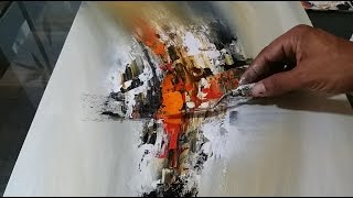 Abstract painting  EASY blending and palette knife technique  Demonstration [upl. by Aisayn424]