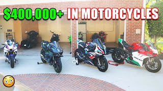 INSIDE AN INSANE DALLAS SUPERBIKE COLLECTION  Ninja H2 Fireblade R1M RSV4 M1000rr ZX10rr [upl. by Gilbye236]