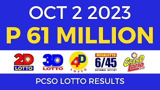 Lotto Result October 2 2023 9pm PCSO [upl. by Atileda]