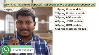 What are the Spring Modules that every Java Developer should know  Ashok IT [upl. by Eecak]