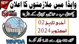 New jobs in WAPDA 2024  WAPDA New jobs 2024  New jobs in Pakistan 2024  jobs vacancy 2024  WAPDA [upl. by Oiraved]