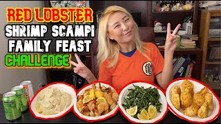 Red Lobster Shrimp Scampi FAMILY FEAST Challenge RainaisCrazy [upl. by Dorita370]