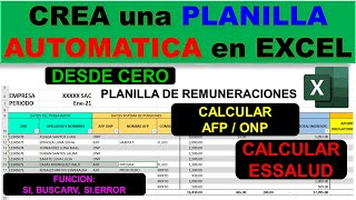 CREA UNA PLANILLA DE TRABAJADORES EN EXCEL  AFP ONP ESSALUD AUTOMATICO [upl. by Hanshaw]