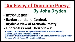 An Essay of Dramatic Poesy by John DrydenLiterary Criticism [upl. by Nomit]