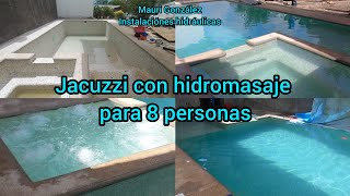 jacuzzi con hidromasaje para 8 personas y instalando accesorios finales en alberca parte 33 [upl. by Neetsirhc289]