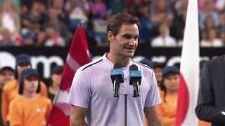 Belinda Bencic and Roger Federer winners speech Final  Mastercard Hopman Cup 2018 [upl. by Dagnah]