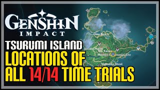 Tsurumi Island All Time Trial Locations Genshin Impact [upl. by Rolyks]