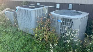 2 2017 Daikin DX13 and 2016 American Standard Silver series central air conditioners 1 running [upl. by Aliled]