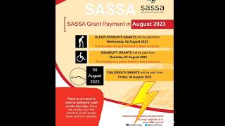 SASSA Payments Dates for August 2023 SASSA SASSACARES PayDates [upl. by Acsehcnarf]