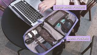 Matein Electronics Organizer Leather Travel Cable Organizer Bag [upl. by Annael958]