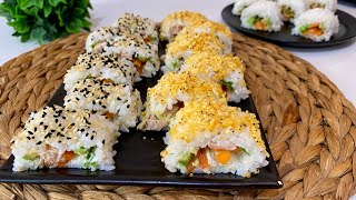 🍱 EVDEKİ MALZEMELERLE SUSHİ HAZIRLADIM😍Yosunsuz Sushi Yapımı 🍣Ton Balıklı Suşi ✅ Çiçekintarifleri [upl. by Mena52]