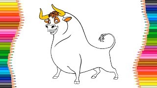 How to Draw Ferdinand the Bull  Speed Drawing for Kids  Cartoon Coloring Book [upl. by Ivie]