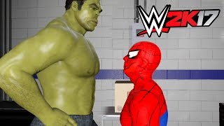 WWE 2K17  SPIDERMAN VS AVENGERS HULK  BACKSTAGE BRAWL MATCH [upl. by Nylasej]