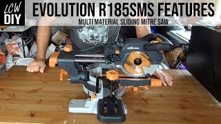 Evolution R185 SMS Sliding Mitre Saw Features  Part 1  DIY Vlog 30 [upl. by Smoht]