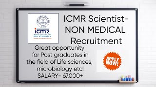 SCIENTIST RECRUITMENT AT ICMR NEW VACANCIES FOR POST GRADUATES MARCH 2024 SALARY 80000 [upl. by Gosney657]