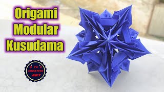 Kusudama  Modular Origami  Spides  Icosahedron Tutorial  A TO Z CREATIVE ART [upl. by Silbahc]