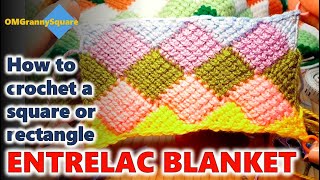 How to crochet a Square or Rectangle Entrelac Blanket  Crochet Tutorial  Stepbystep Instructions [upl. by Rainwater]