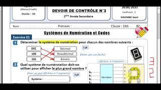 Correction dun Devoir sur les Systèmes de Numérisation2AS2021 [upl. by Notsej]