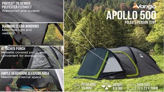 VANGO APOLLO 500 DOME TENT 1ST LOOK AND PITCHING [upl. by Liliane]