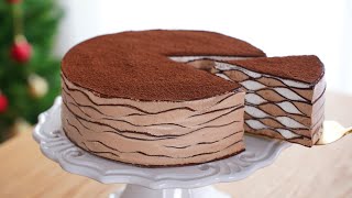 NoOven  새해에는 아름답고 맛있는 초코 케이크 만들어요 🍫 Chocolate Crepe Cake  Cup measure [upl. by Adnaval]